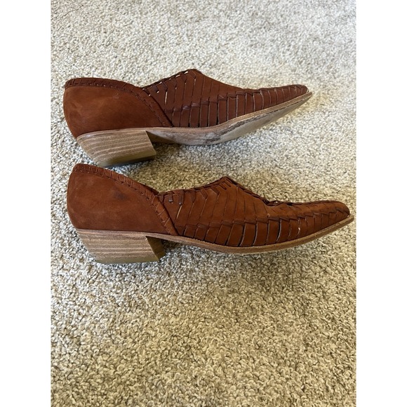 VTG Pointed Toe Made In Italy Woven Leather Slip On Huracha Loafers Size 7.5 - Picture 5 of 7